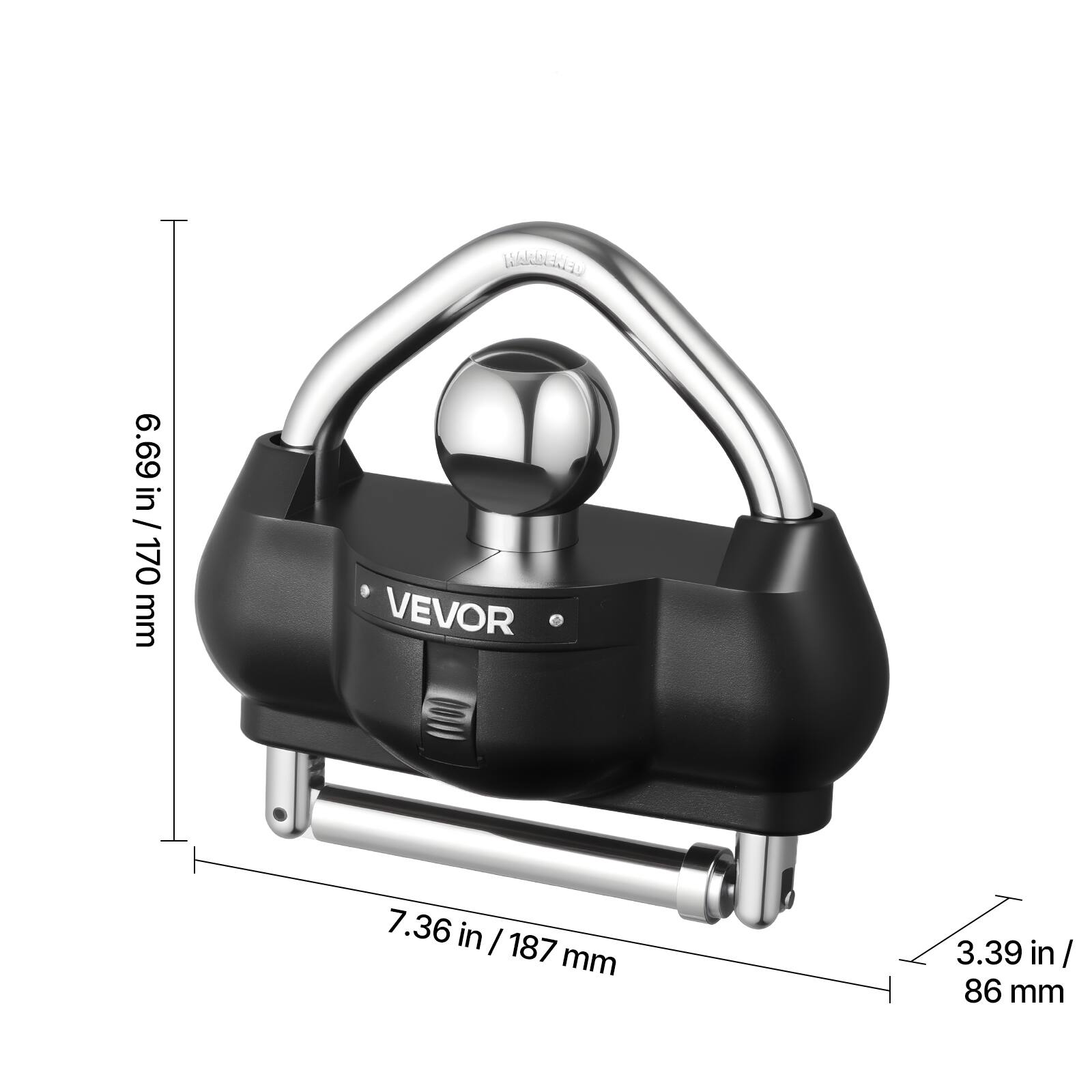 WADENED 6.69 in / 170 mm  
VEVOR 7.36 in / 187 mm  
3.39 in / 86 mm