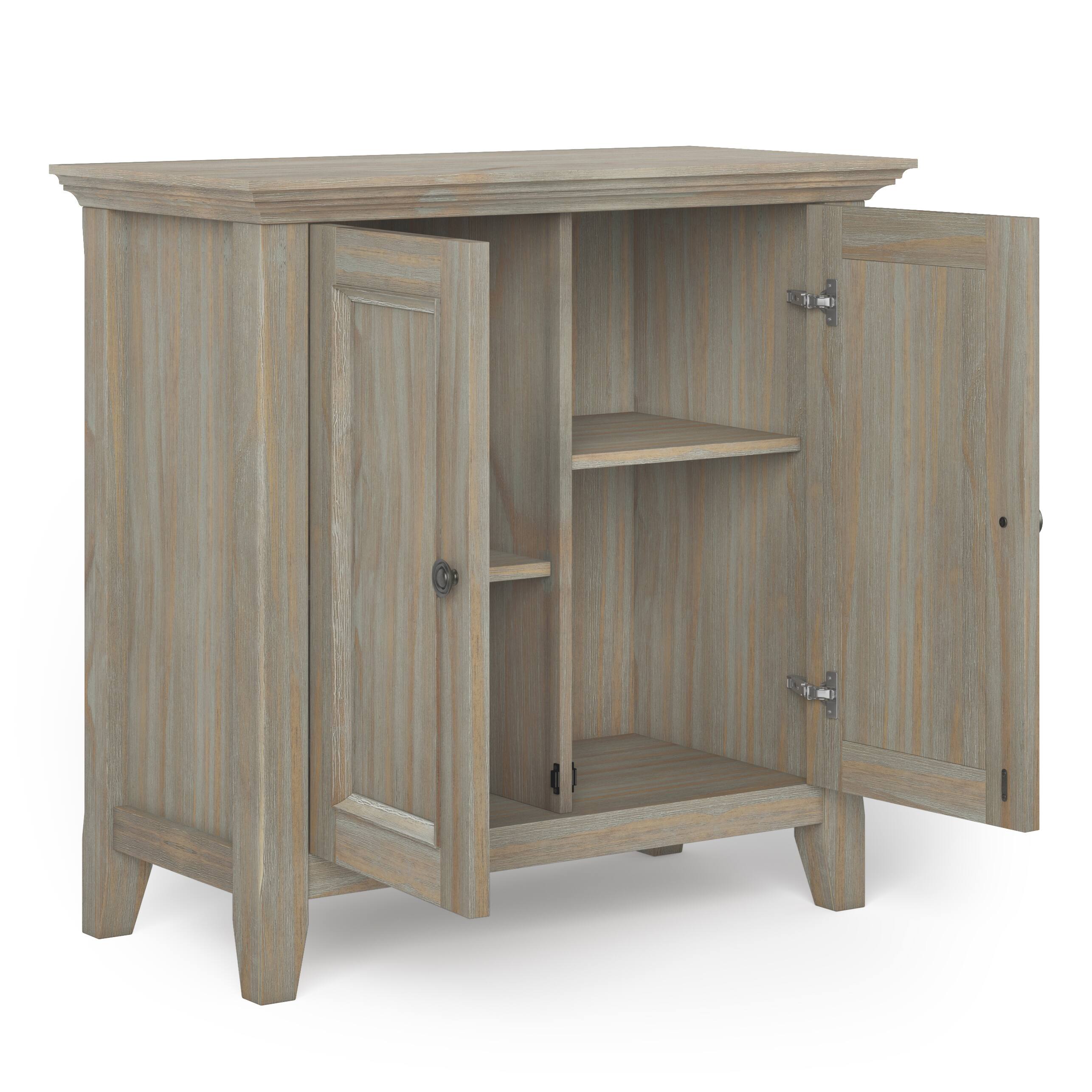 Alt View 11. Simpli Home - Amherst Low Storage Cabinet - Distressed grey.