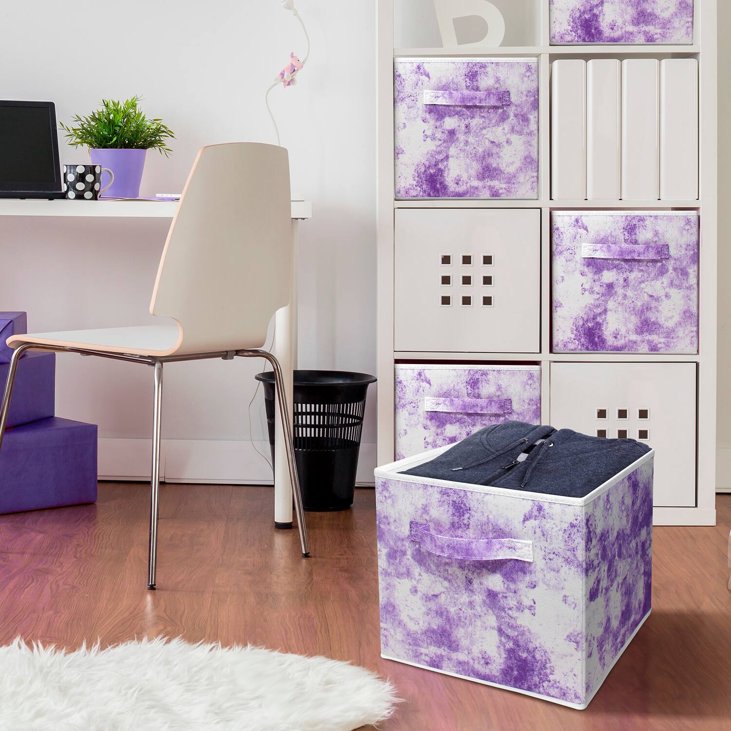 Alt View 2. Sorbus - Sorbus Fabric Storage Cube, 11-Inch Foldable Storage Bin with Handle for Closet, Pantry, Cubbies, Toys & Bath (1-Piece) - Watercolor Purple.