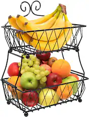 Front. Sorbus - Sorbus Fruit Basket Display Stand, 2-Tier, for Vegetable, Fruit & Bread Counter Storage for Kitchen, Bathroom - Black.