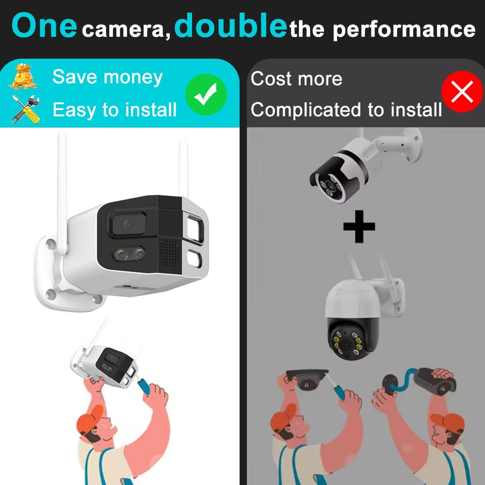One camera, double the performance

- Save money ✔️
- Easy to install ✔️

Cost more ❌
Complicated to install ❌