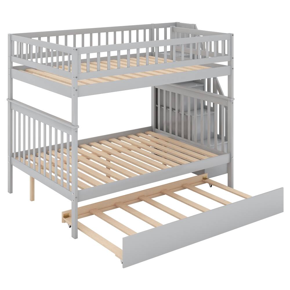 Alt View 2. Loheer - Loheer Full Over Full Bunk Bed with Trundle and Stairs Gray - Gray.