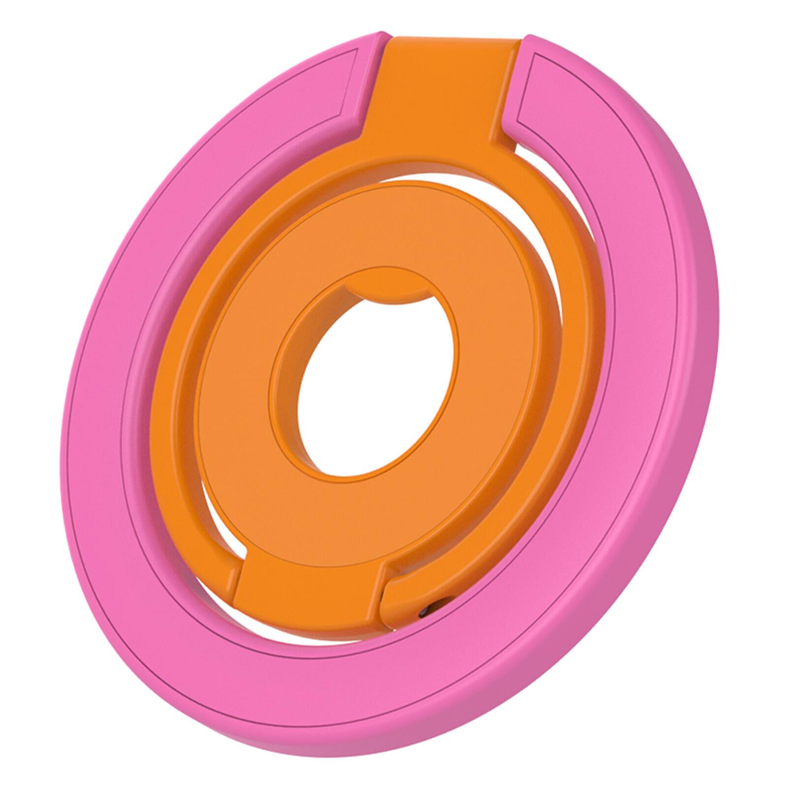 Front. UUCOVER - Magnetic Phone Ring Holder Compatible with MagSafe, Rotating Tri-Fold Finger Grip Stand Dual-Sided Magnets Kickstand - Rose+Orange.