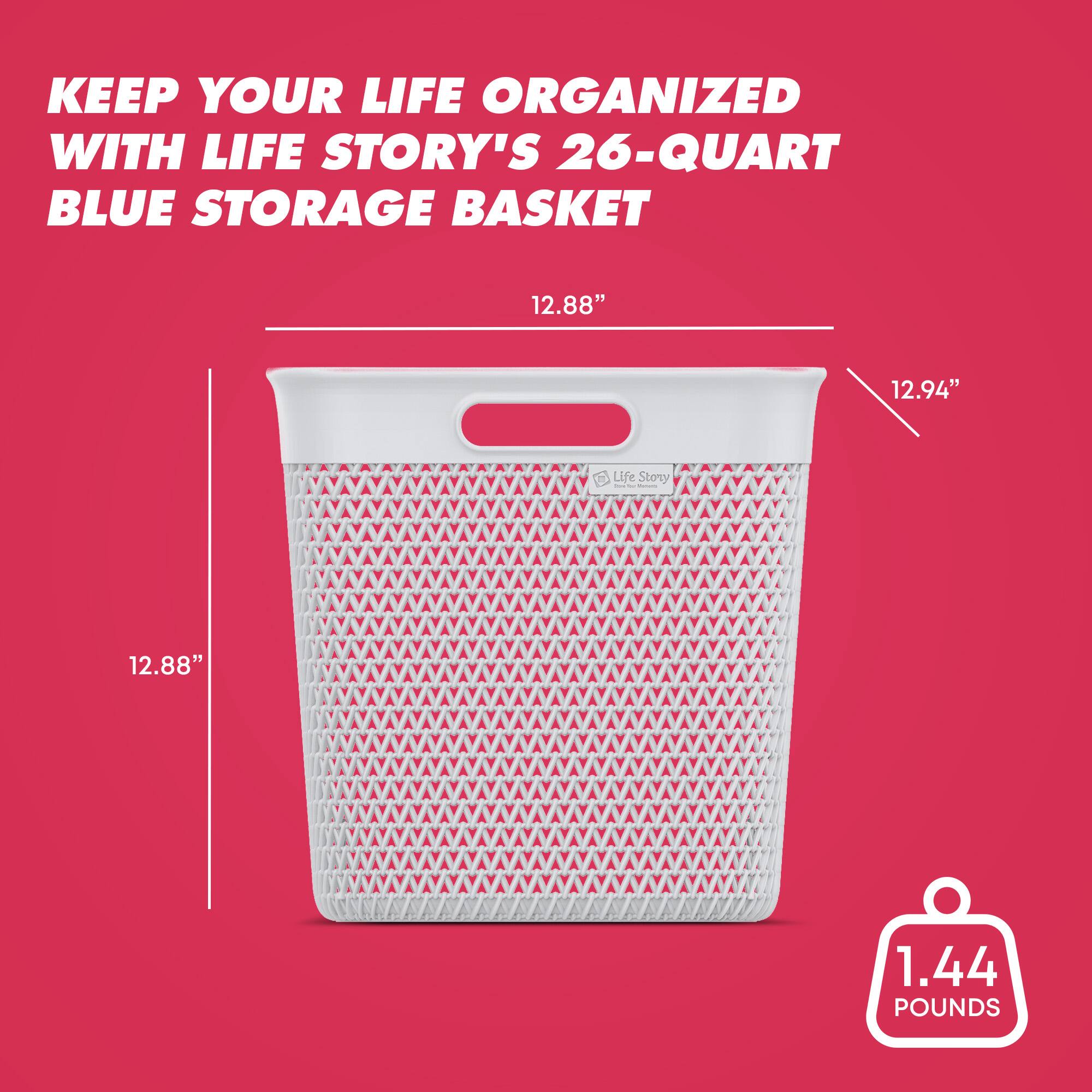 KEEP YOUR LIFE ORGANIZED WITH LIFE STORY'S 26-QUART BLUE STORAGE BASKET

12.88" x 12.94" x 12.88"

1.44 POUNDS
