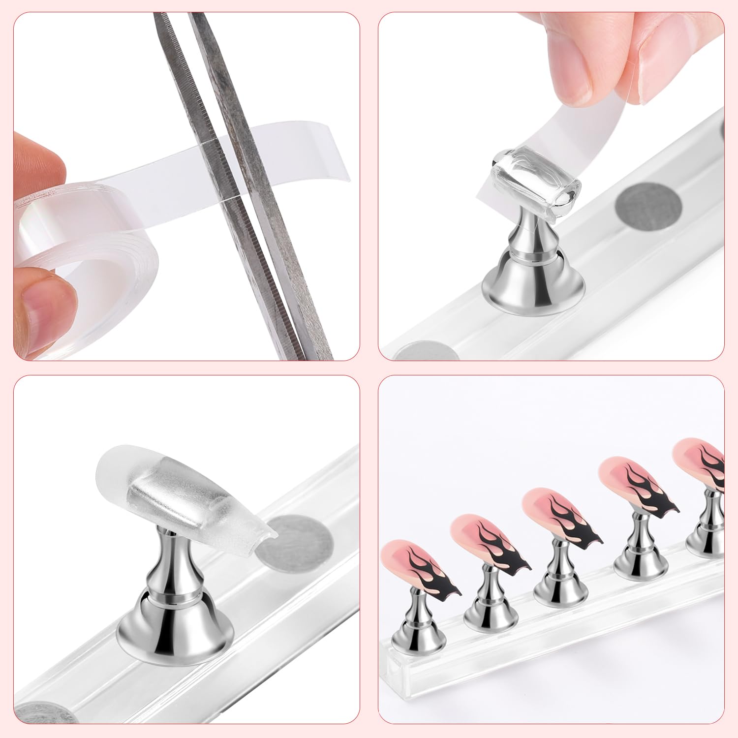 Alt View 1. Stylel Star - Stand Art Display Practice Holder Painting Nails Magnetic Stands Double Sided Tape Diy Salon Supplies Silver Package.