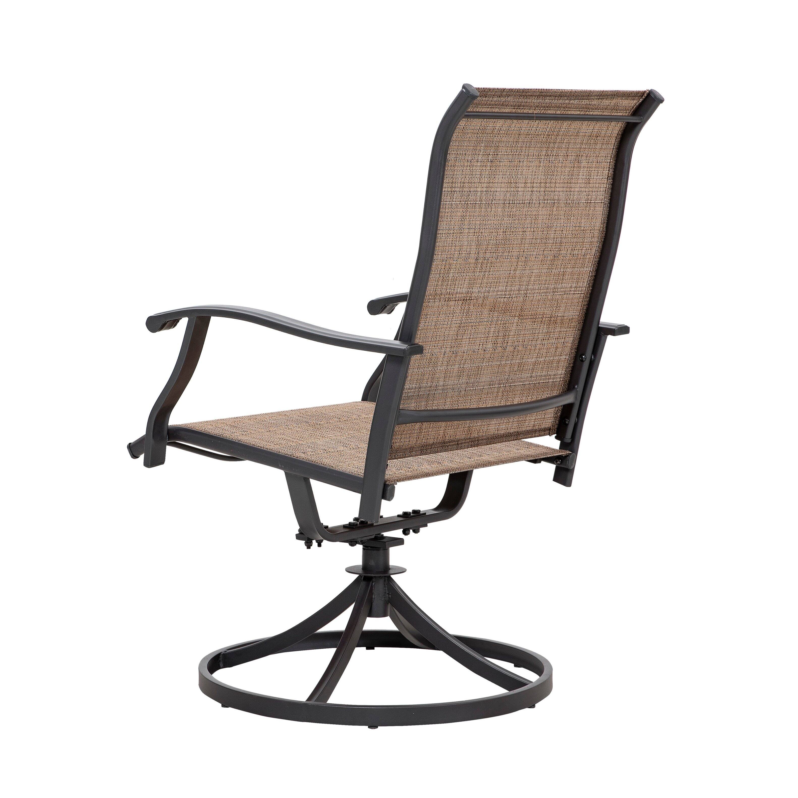 Alt View 8. Nuu Garden - Nuu Garden Outdoor Patio Swivel Chair Set of 2, Textilene Fabric Bistro Dining Chairs - Black&Brown.