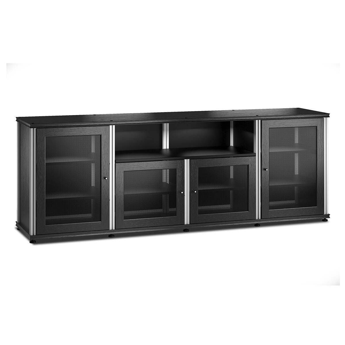 Front. Salamander Designs - Salamander Designs Synergy 345 Quad AV Cabinet (Black Oak with Aluminum Posts) - Black Oak/Aluminum.