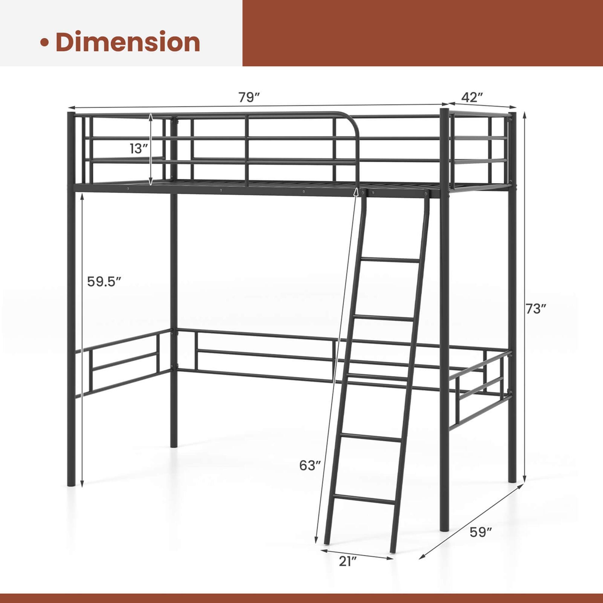 Dimension  
79"  
42"  
13"  
59.5"  
73"  
63"  
59"  
21"