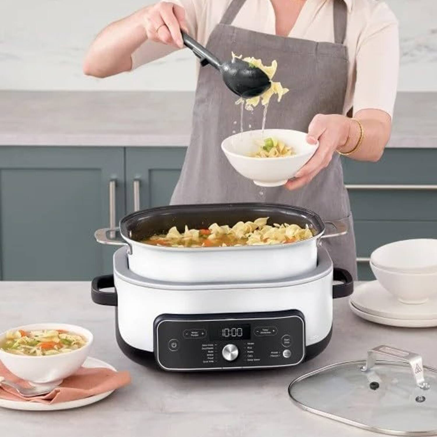 Left. Ninja - MC2052CO Foodi PossibleCooker PRO Plus 11-In-1 Smart Cook System Slow Cooker - White.