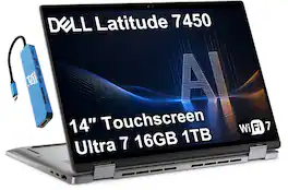 Dell - Upgraded - Latitude 7450 14" FHD+ 2-in-1 Touchscreen AI PC Laptop - Intel Core Ultra 7 - 16GB RAM - 1TB SSD - Windows 11 Pro - 2-in-1 Laptop - Gray