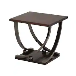 Manhattan Lane - Wood and Metal End Table with Sweeping Legs - Brown and Black