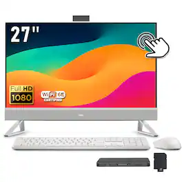 Dell - 27" FHD Touchscreen All-in-One Desktop,Intel 7 150U,64GB DDR5,4TB SSD+1TB Dock Set,GeForce MX570A,Win 11 - White