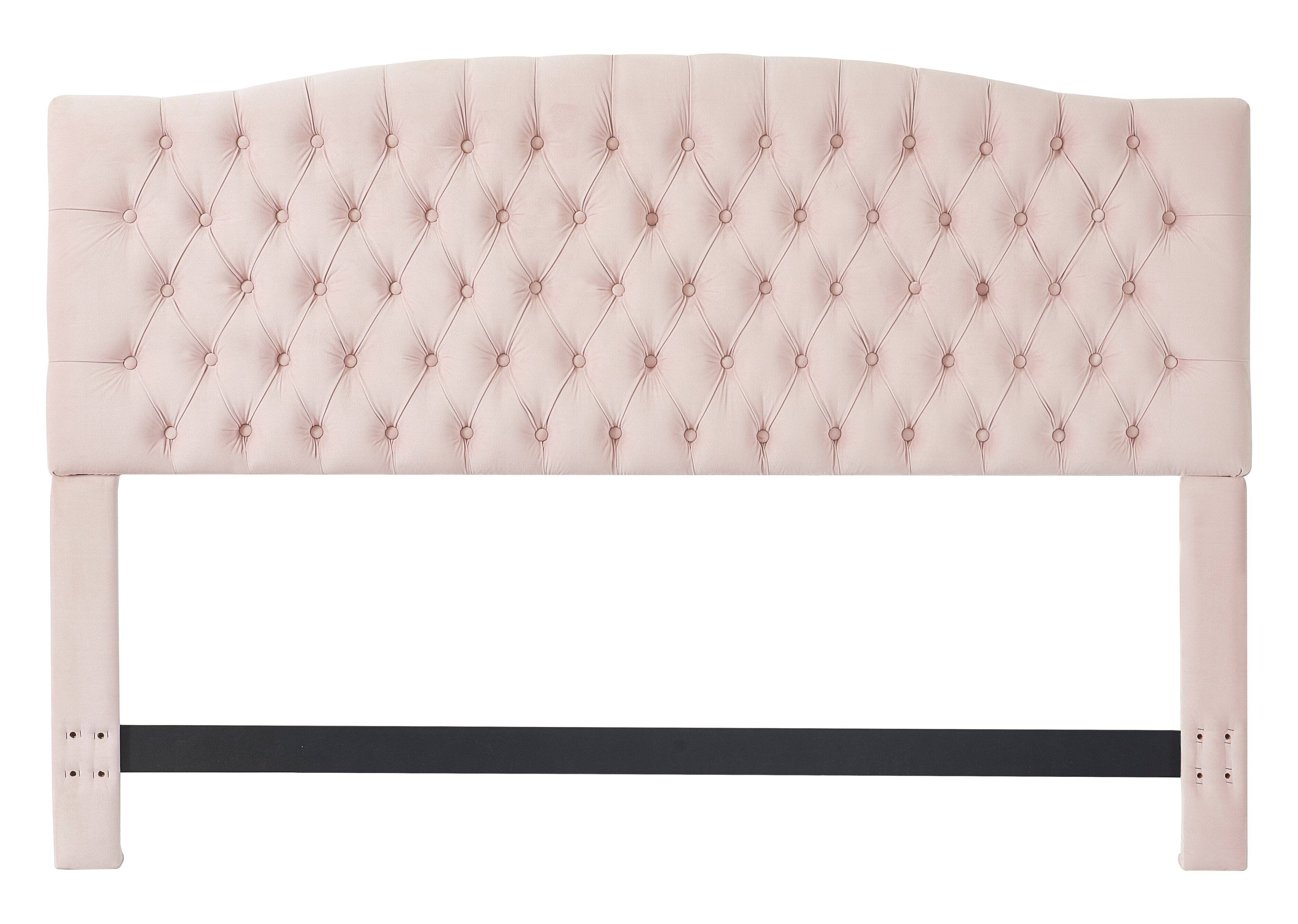 Alt View 1. Elle Decor - Elle Decor Celeste Queen Size Headboard, Blush Pink Velvet - Blush Pink Velvet.