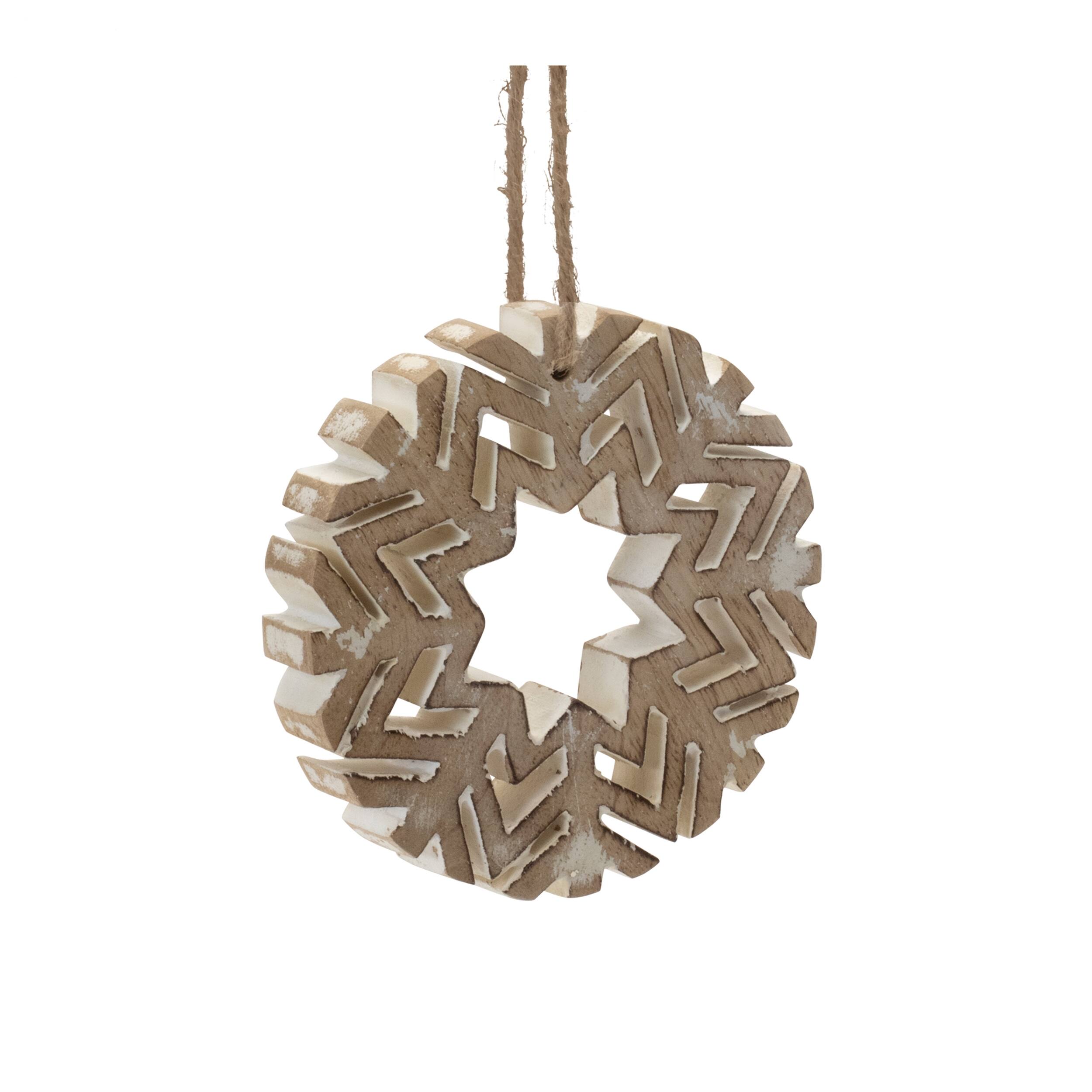 Alt View 2. BreeBe - Cut-Out Wood Snowflake Ornament (Set of 12) - Brown.