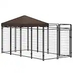 Front. Pawhut - Dog Kennel Outdoor, Waterproof Canopy, Run, Galvanized Chain Link, Secure Lock, Large, Medium, 9.3'x4.6'x5.2'.