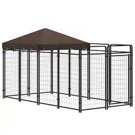 Pawhut - Dog Kennel Outdoor, Waterproof Canopy, Run, Galvanized Chain Link, Secure Lock, Large, Medium, 9.3'x4.6'x5.2'