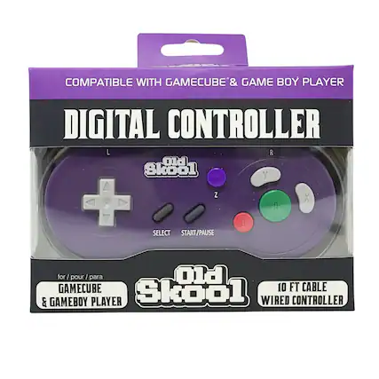 COMPATIBLE WITH GAMECUBE* & GAME BOY PLAYER
DIGITAL CONTROLLER
L R
Old Skool
Y Z
SELECT START/PAUSE
B A X
for / pour / para
GAMECUBE & GAMEBOY PLAYER
10 FT CABLE & GAMEBOY PLAYER WIRED CONTROLLER