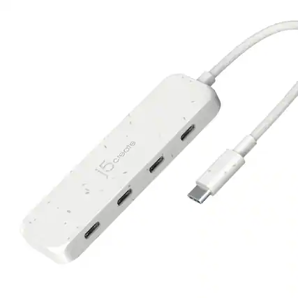 Front. j5create - Eco-Friendly USB-C to 4-Port Type-C Gen 2 Hub - Pure White.