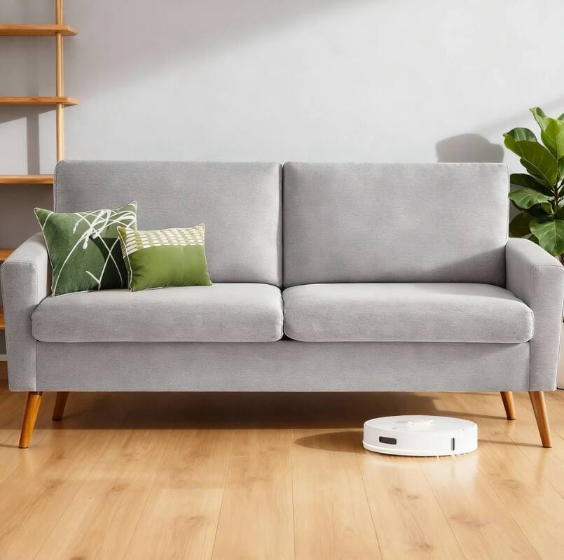 Dyonery - 68" Loveseat Sofa  Linen Couch, Mid Century Modern Love Seat Couches for Living Room， Bedroom Office - Gray