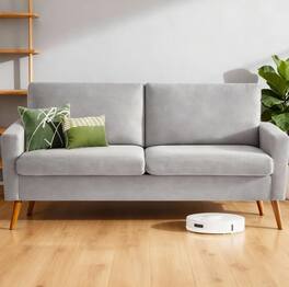 Dyonery - 68" Loveseat Sofa Linen Couch, Mid Century Modern Love Seat Couches for Living Room, Bedroom Office - Gray