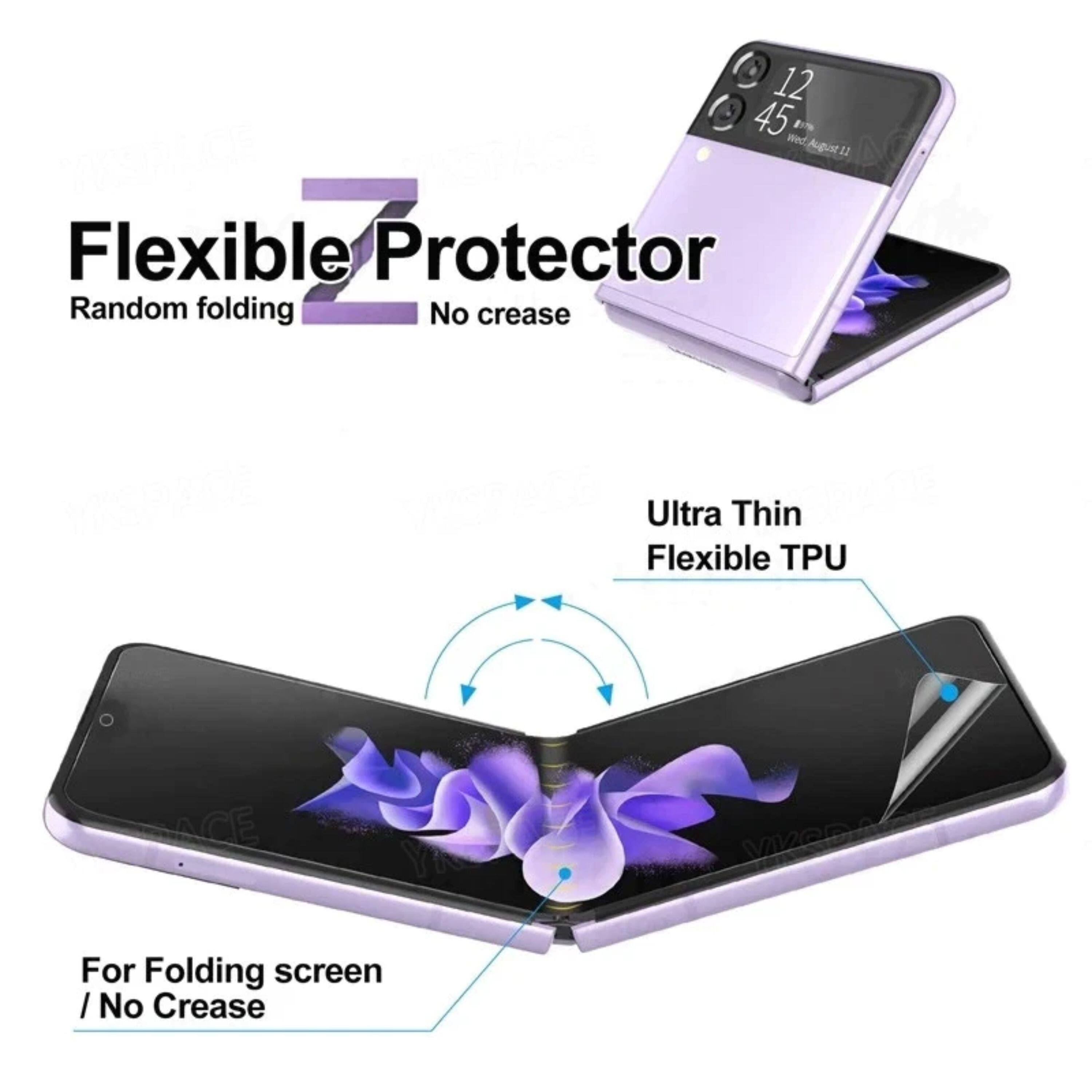 Flexible Protector  
Random folding  
No crease  

Ultra Thin  
Flexible TPU  

For Folding screen  
/ No Crease