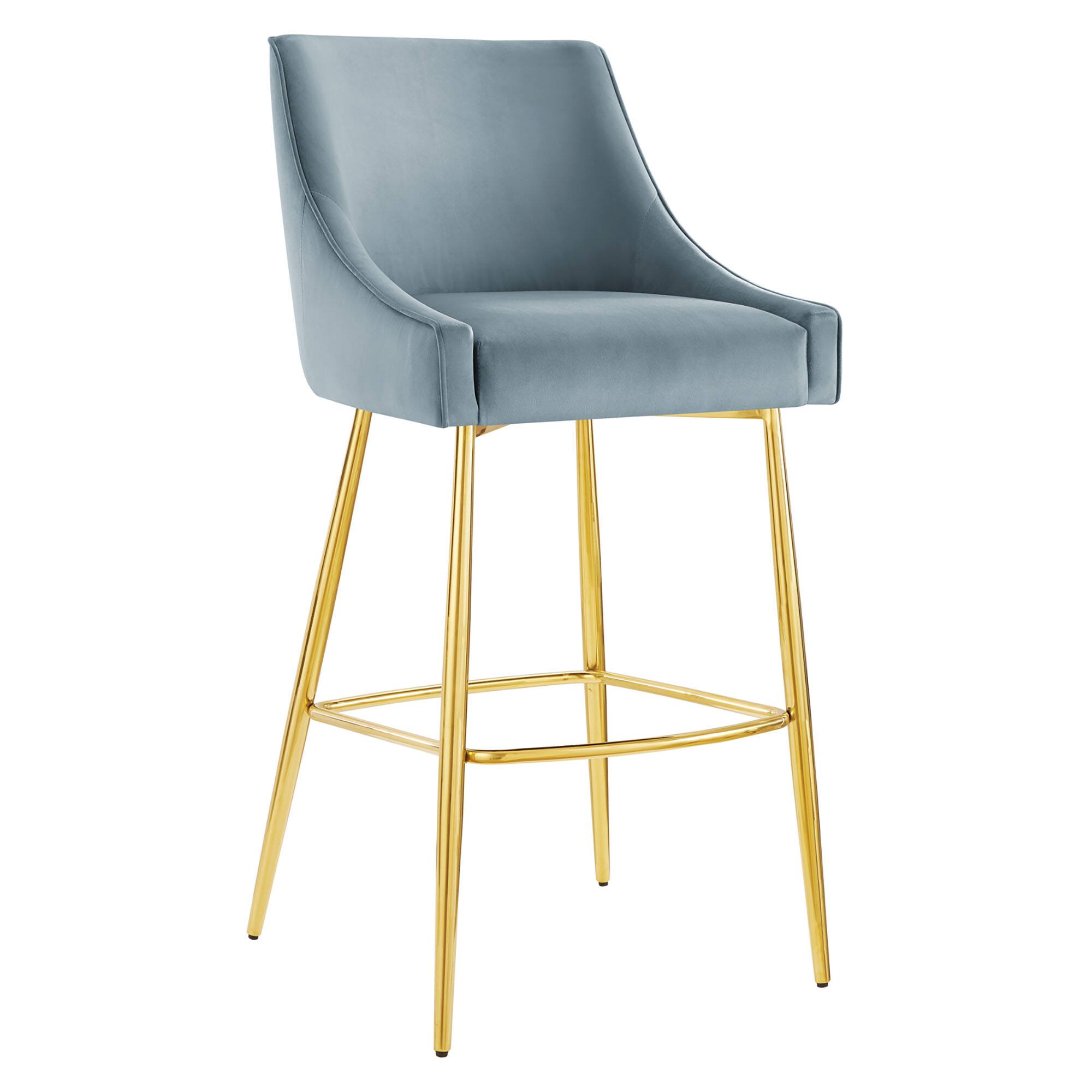 Angle. Modway - Discern Performance Velvet Bar Stool by Modway - Light Blue.