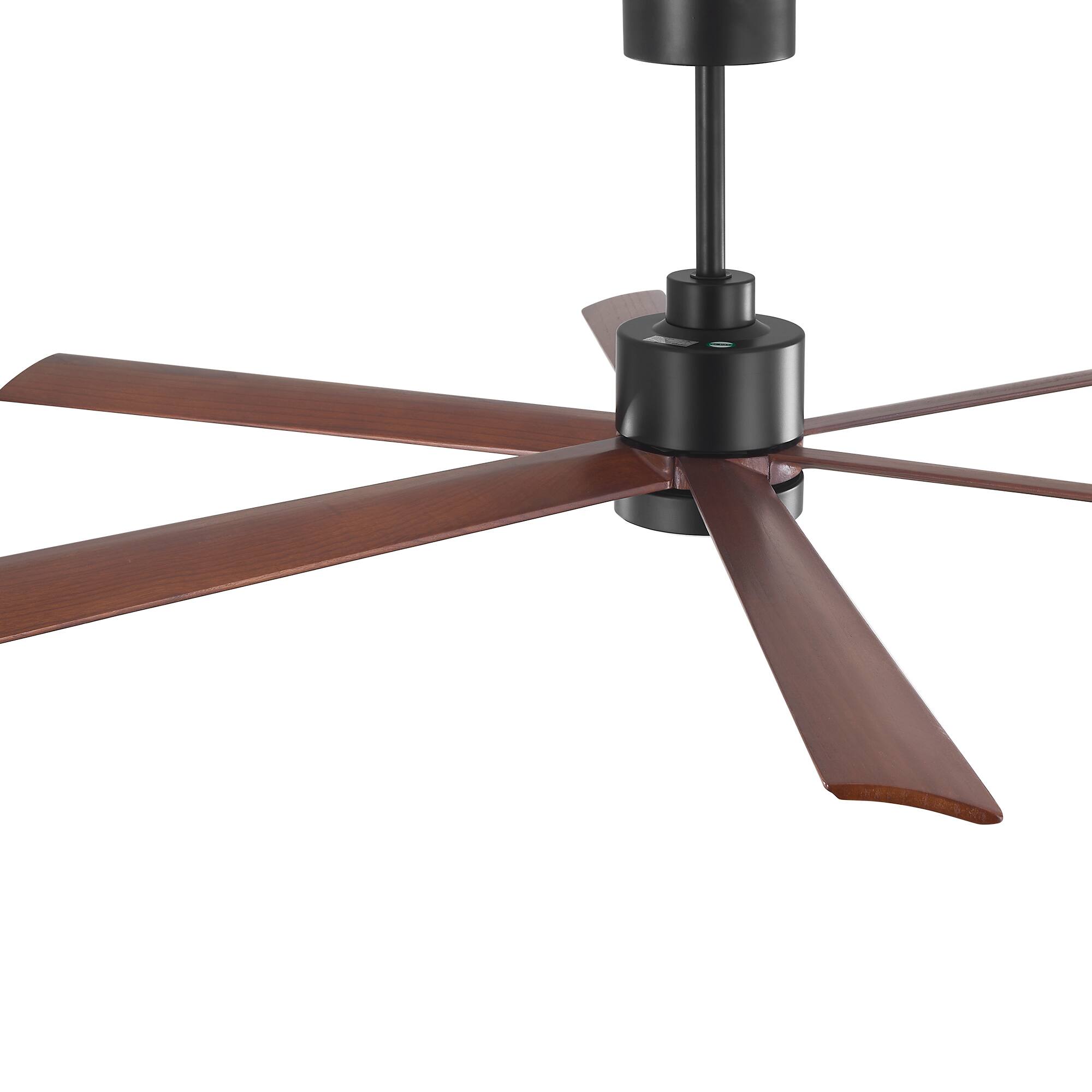 Alt View 9. Breezary - 60" Smart LED Ceiling Fan with Light, Remote & APP Control, 6-Speed, 1/4/8H Timer, 6 Blades, DC Motor - Matte Black.