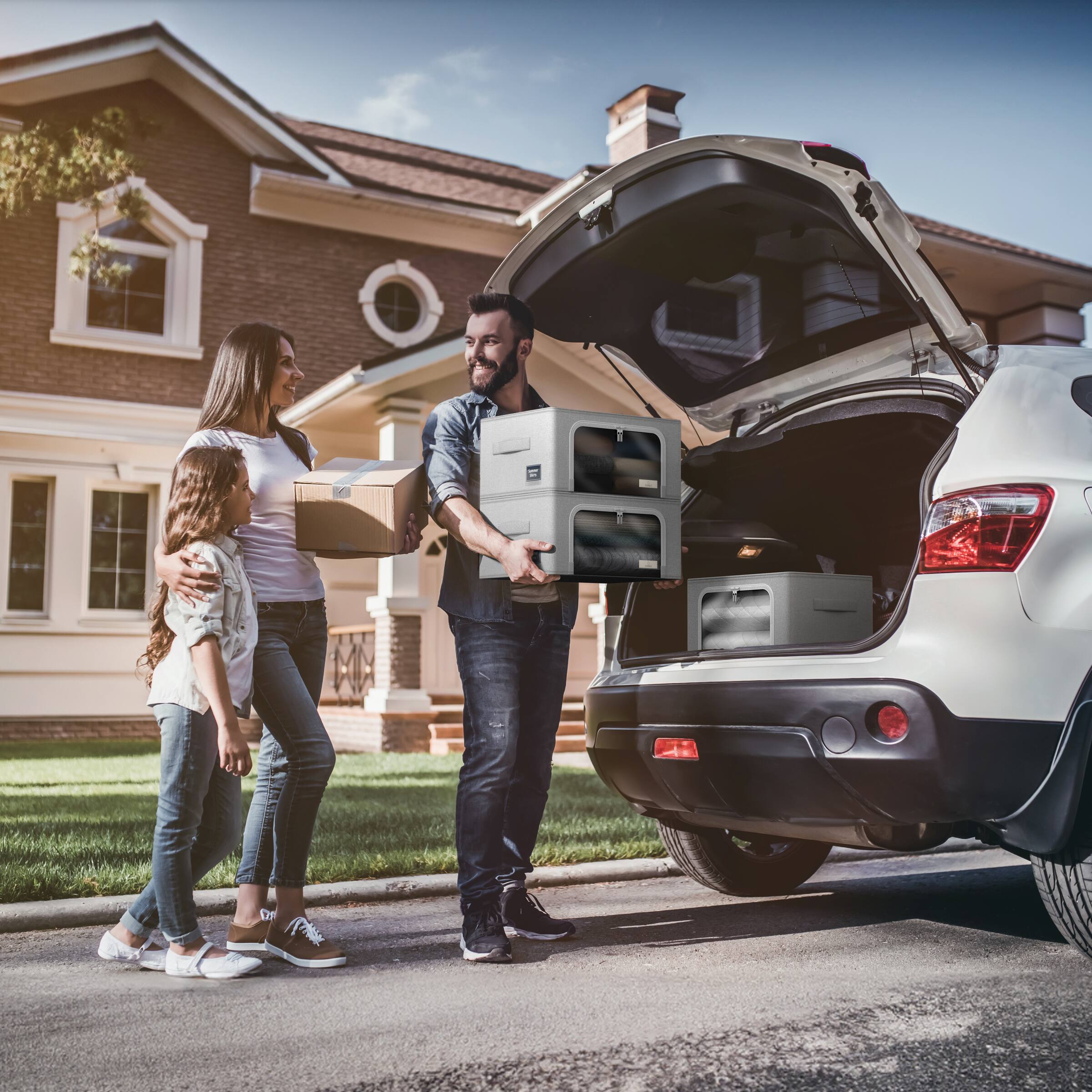 Alt View 3. Sorbus - Sorbus Storage Bins with Metal Frame - Stackable & Foldable Clothes Organizer Bags - Oxford Fabric Storage Containers  - Gray.