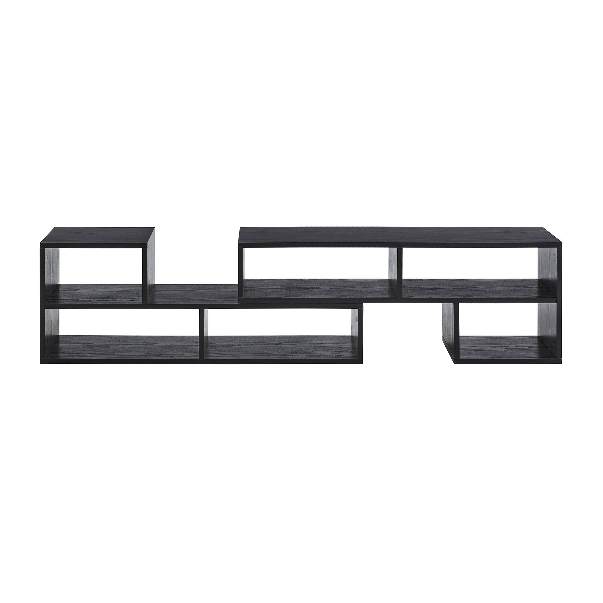 Alt View 6. Loheer - Loheer- Adjustable Modular TV Stand Black Open Storage Console 0.98ft W x 1.12ft H Modern Media Shelf For Living Room - Black.