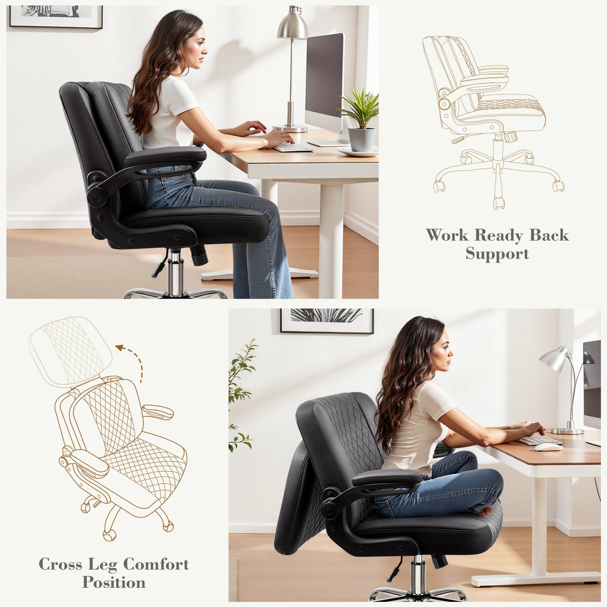 Work Ready Back Support  
Cross Leg Comfort Position