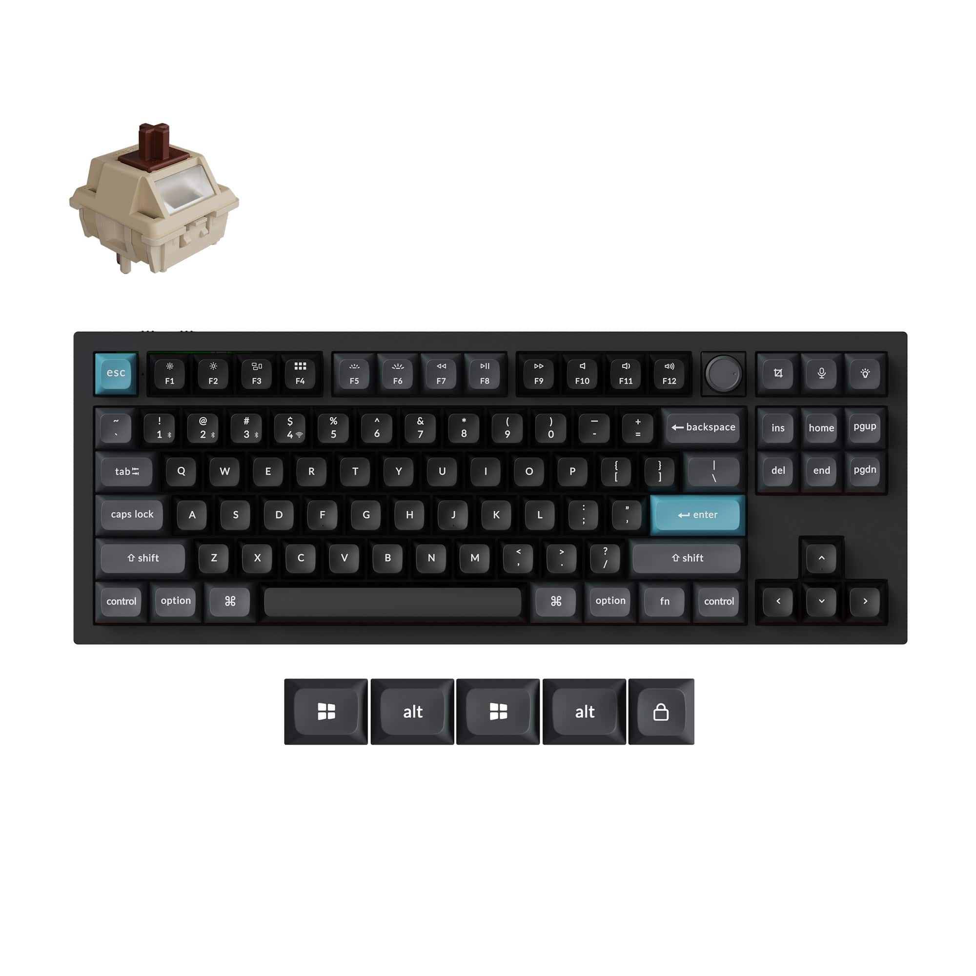 Keychron - Q3 Ultra 8K 80% Wireless RGB Keyboard with Silk POM Brown Switch, Knob and ZMK/Built-in AI Launcher - Black