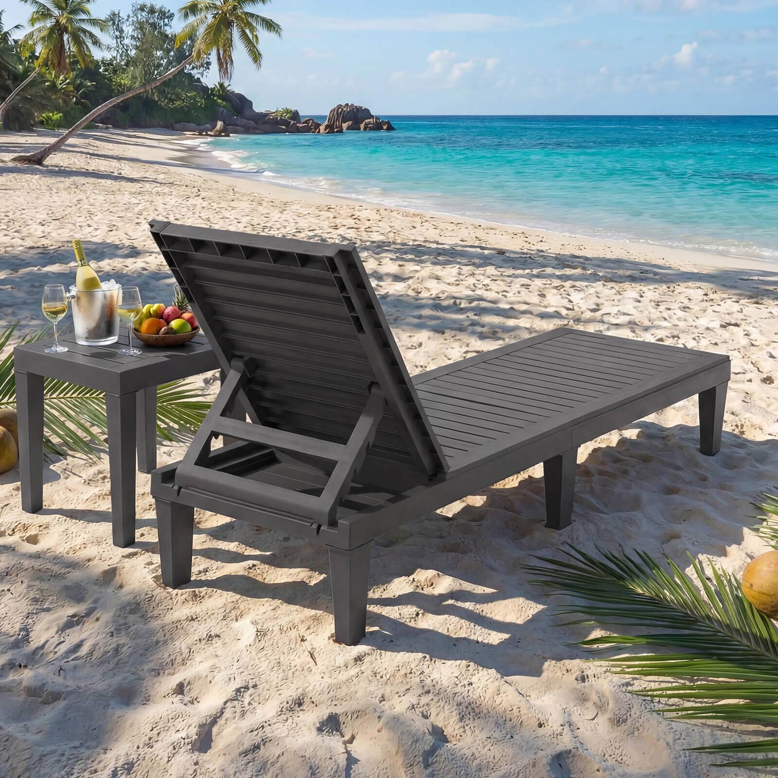 Alt View 3. Costway - Costway 2 PCS Lounge Chair Chaise Recliner Weather Resistant Adjustable - Gray.