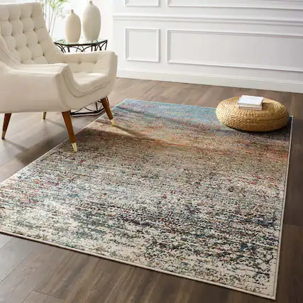 Front. Modway - Tribute Jacinda Rustic Distressed Vintage Lattice Area Rug - Multicolored.