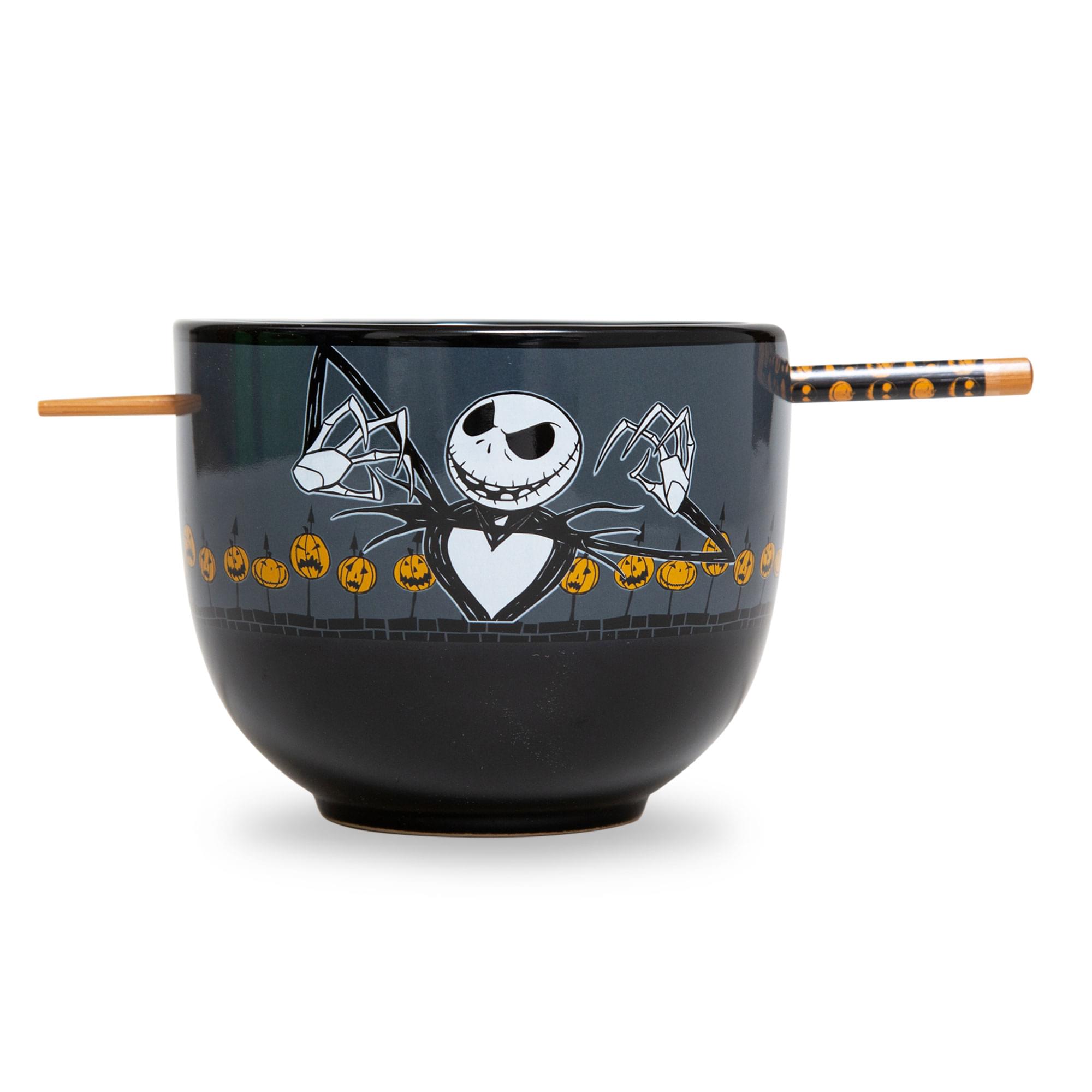 Disney - Nightmare Before Christmas Scary Jack 20-Ounce Ramen Bowl With Chopsticks - Black