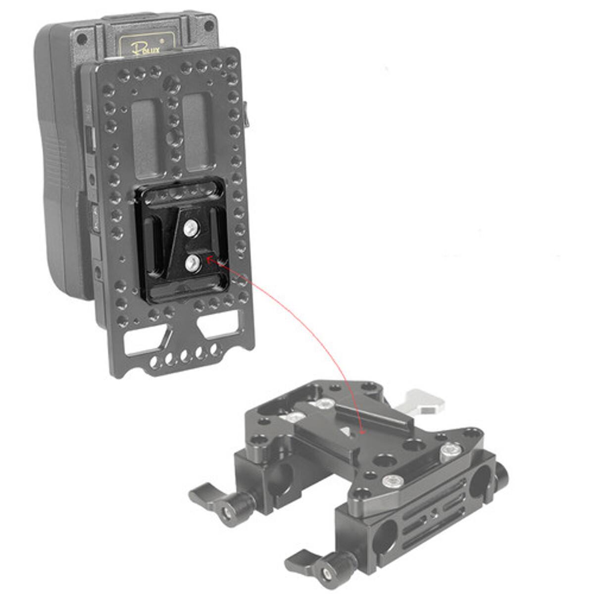 Alt View 5. CAMVATE - CAMVATE Quick Release Male V-Lock Wedge Mount + Base Plate with 1/4"-20 Mounting Points and Grooves.