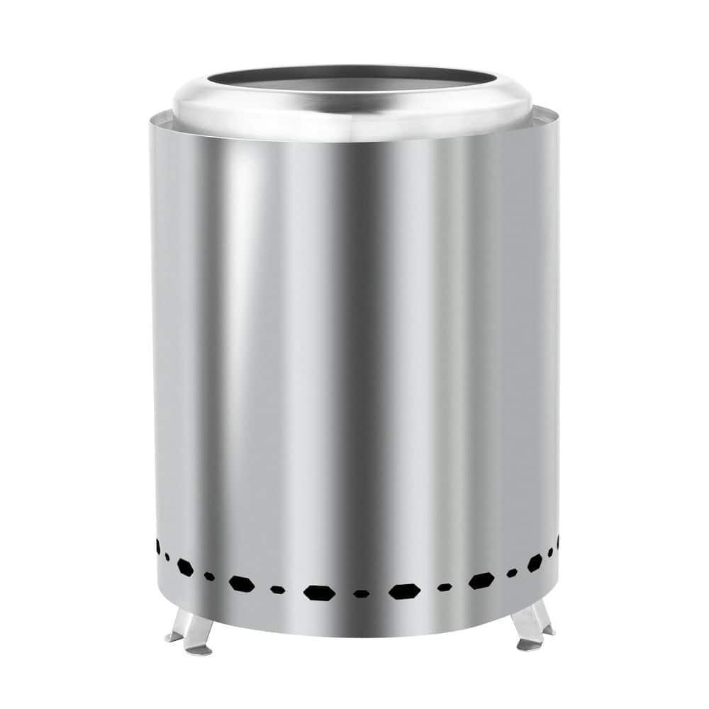 Resenkos - Portable Smokeless Fire Pit with Durable Construction, Outdoor Fireplace for Backyard Gatherings - Silver