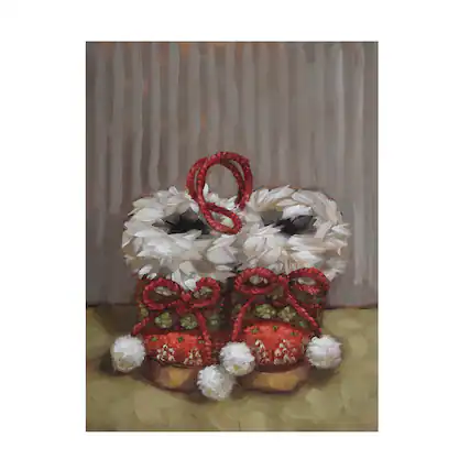 Front. Trademark Fine Art - Andrea Lavery Slippers for Santa Canvas Art - 24x32 - Multicolor.