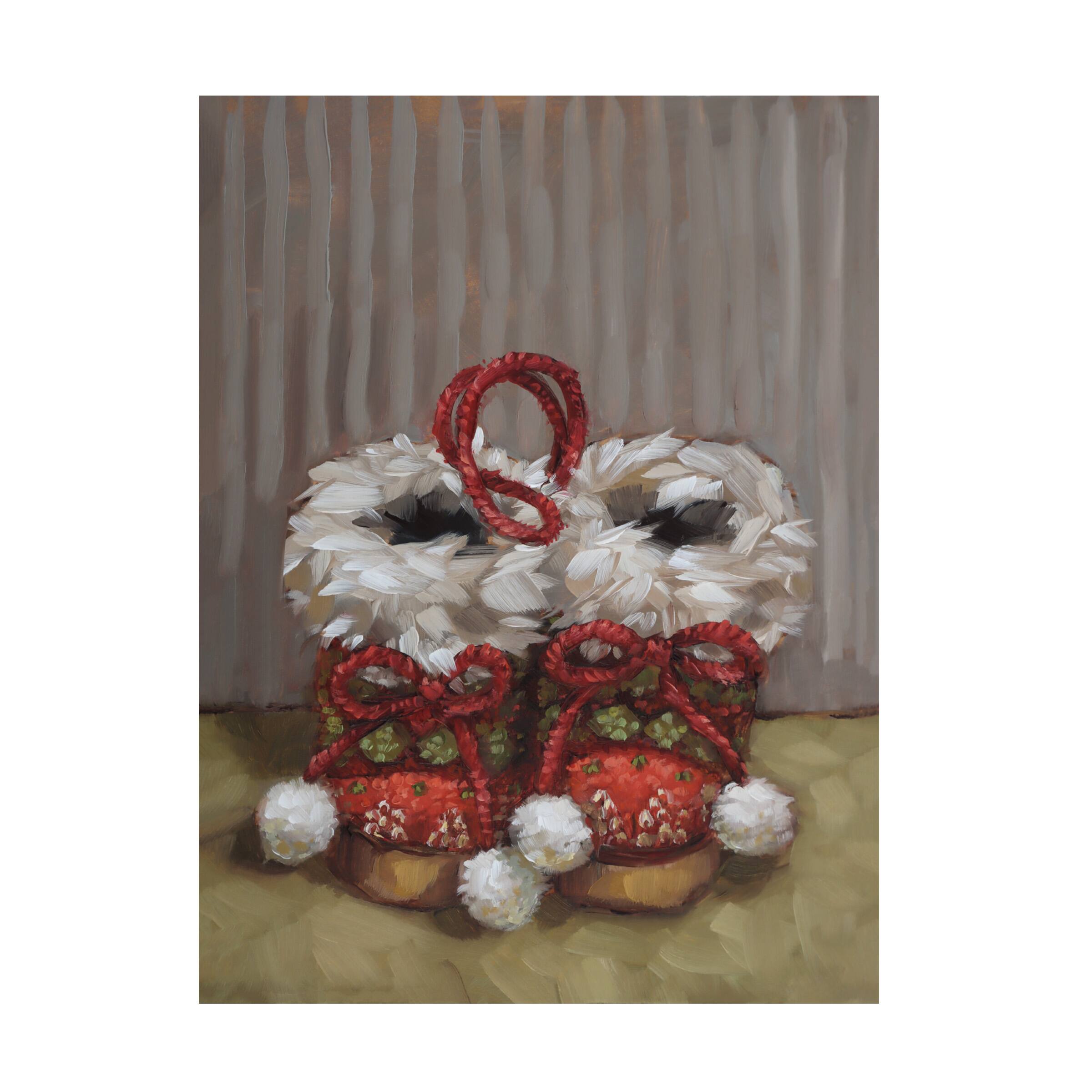 Front. Trademark Fine Art - Andrea Lavery Slippers for Santa Canvas Art - 24x32 - Multicolor.