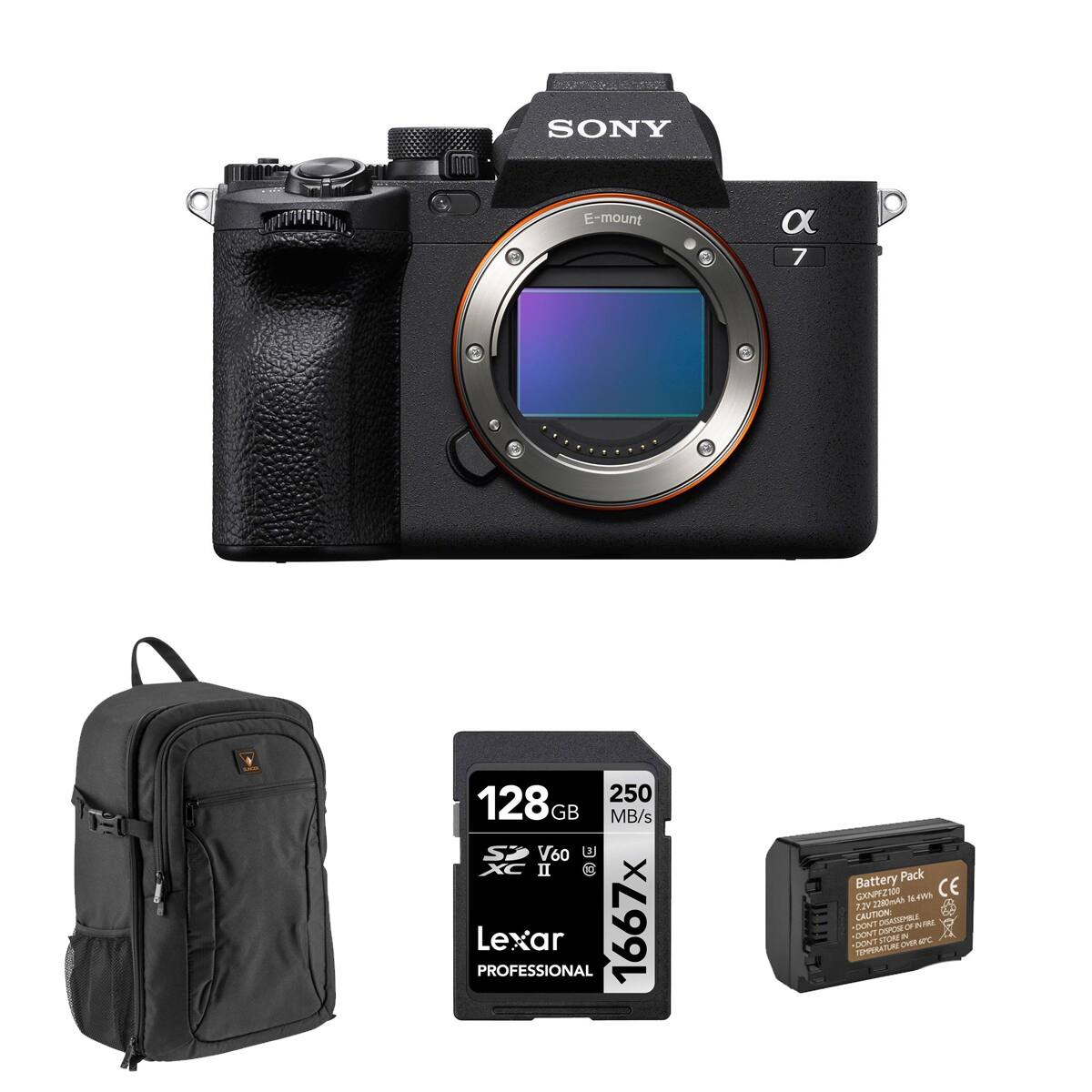 SONY E-mount α7 + 128 GB 250 MB/s SP V60 13 XC II & Lexar PROFESSIONAL 1667x Battery Pack CXN2 S CE 12 2290mAH CRUTION DGASMRLA