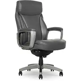 La-Z-Boy - Arcadian Ergonomic Bonded Leather Swivel Executive Chair, (51446) - Gray