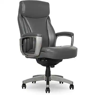 Front. La-Z-Boy - La-Z-Boy Arcadian Ergonomic Bonded Leather Swivel Executive Chair, Gray (51446) - Gray.