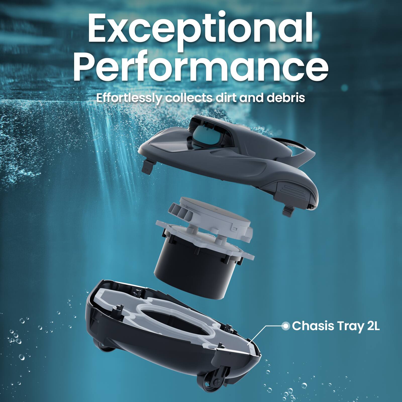 Exceptional Performance  
Effortlessly collects dirt and debris  
Chassis Tray 2L