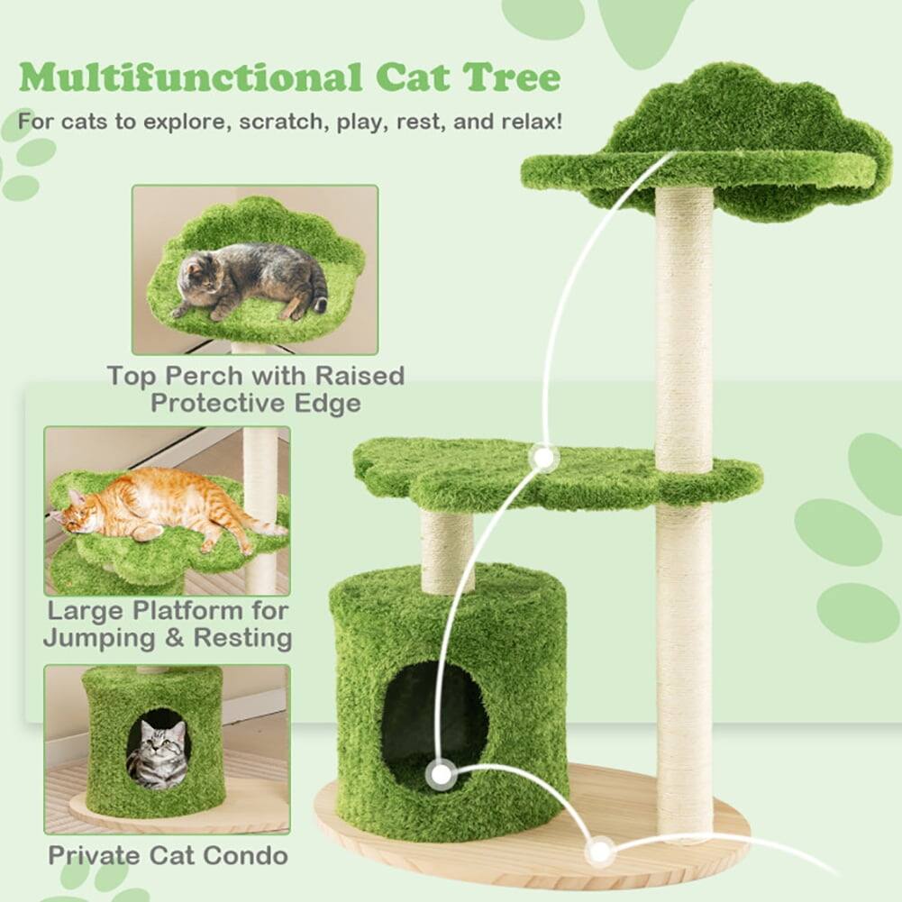 2U Multifunctional Cat Tree  
For cats to explore, scratch, play, rest, and relax!  

- Top Perch with Raised Protective Edge  
- Large Platform for Jumping & Resting  
- Private Cat Condo
