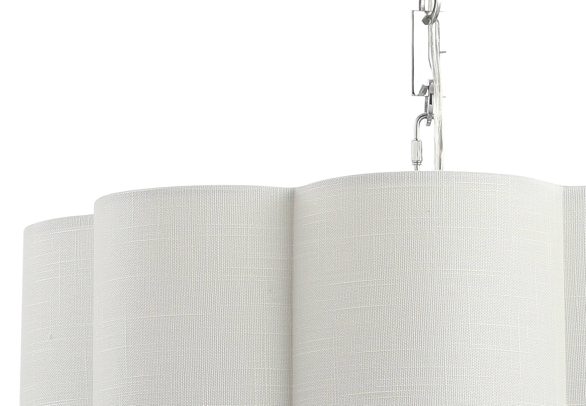 Alt View 3. Jonathan Y - Coquille 4-Light 20" Adjustable Scalloped Shade Metal LED Pendant, Chrome/White - Chrome/White.