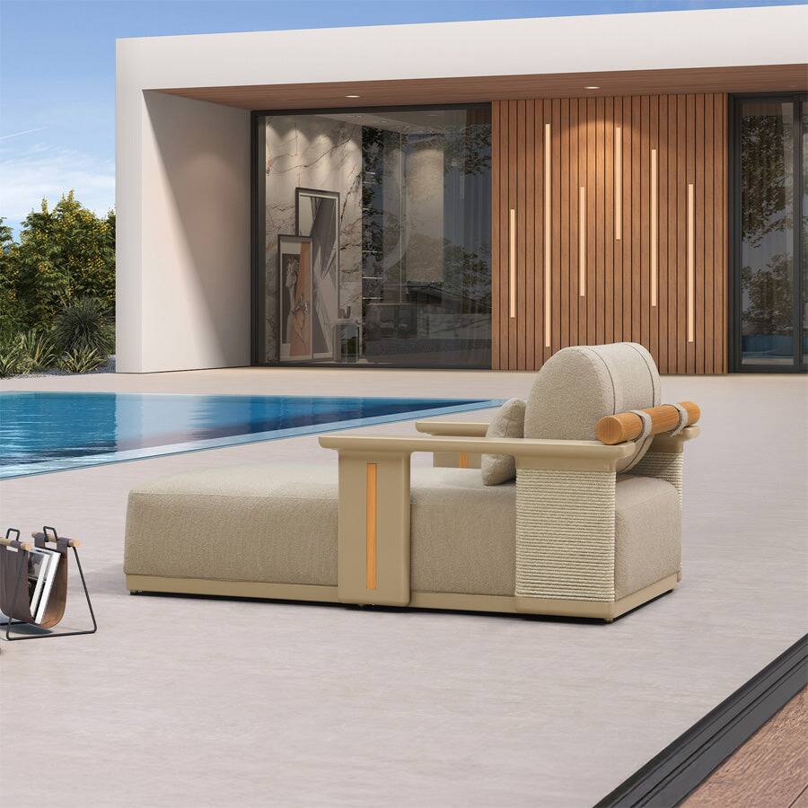 Alt View 1. PURPLE LEAF - Outdoor Aluminum Patio Lounge Chair with Pillow Lounger Recliner Chiar for Beach Pool Lawn Tanning Lounge - Champagne.