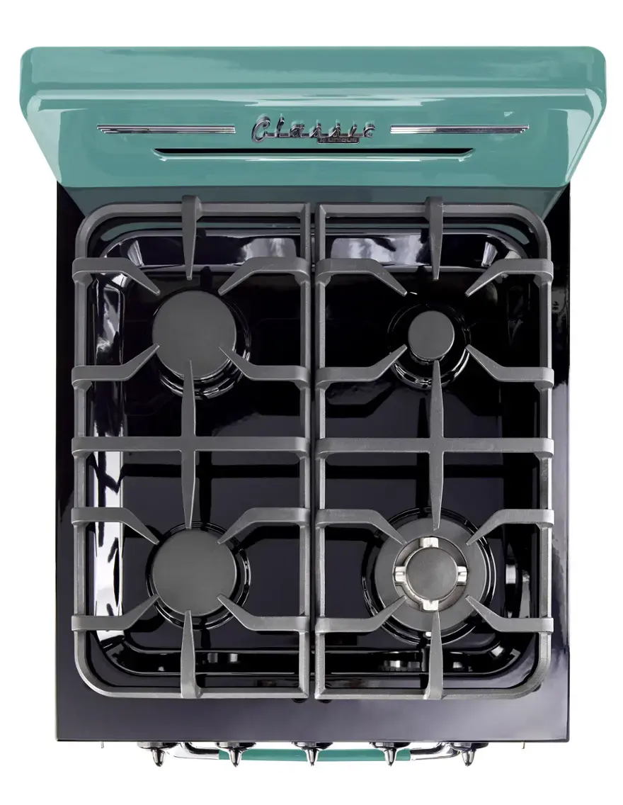 Alt View 13. Unique Appliances - Classic Retro 2.9 Cu. Ft. Freestanding Gas Convection Range - Ocean Mist Turquoise.