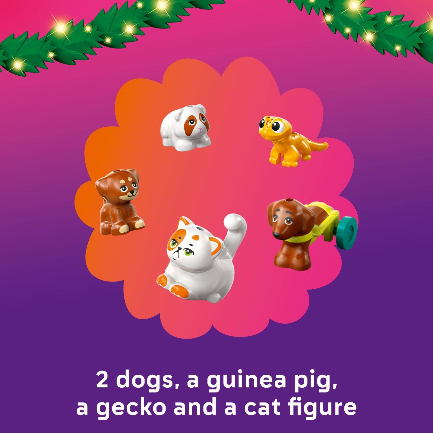 2 dogs, a guinea pig, a gecko and a cat figure