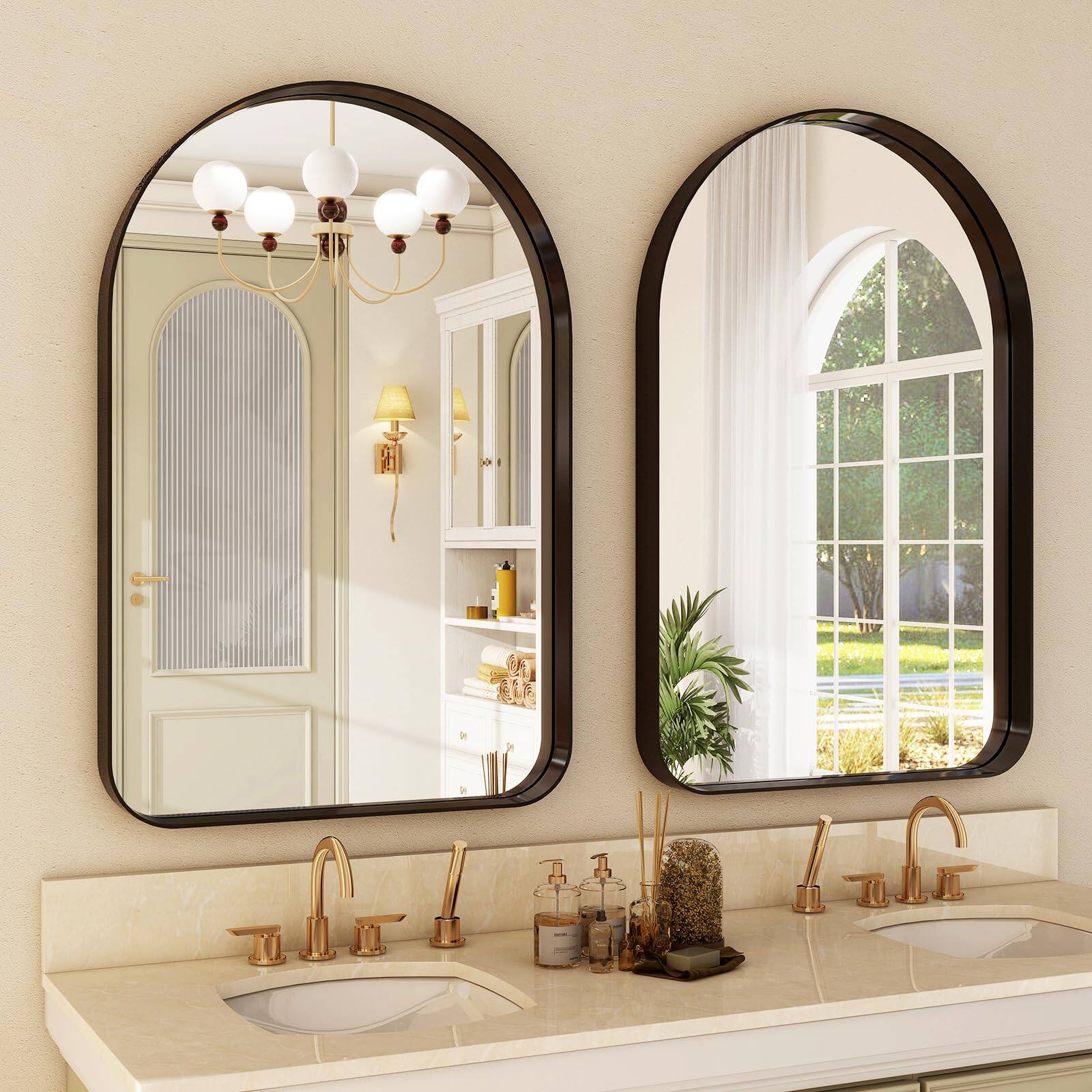 Alt View 5. Cedar Assembly - 30"x20" Arched Bathroom Mirror - Modern For Wall With Rounded Corners Vanity Aluminum Alloy Framed Living... - Arch-black-38"L x 26"W.
