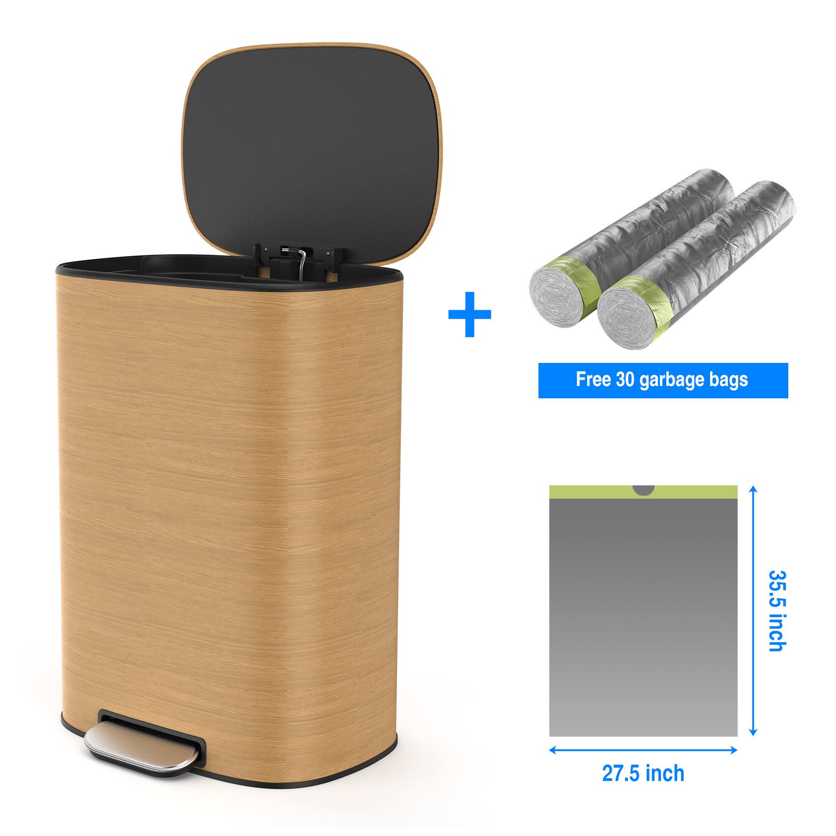 Free 30 garbage bags

35.5 inch

27.5 inch