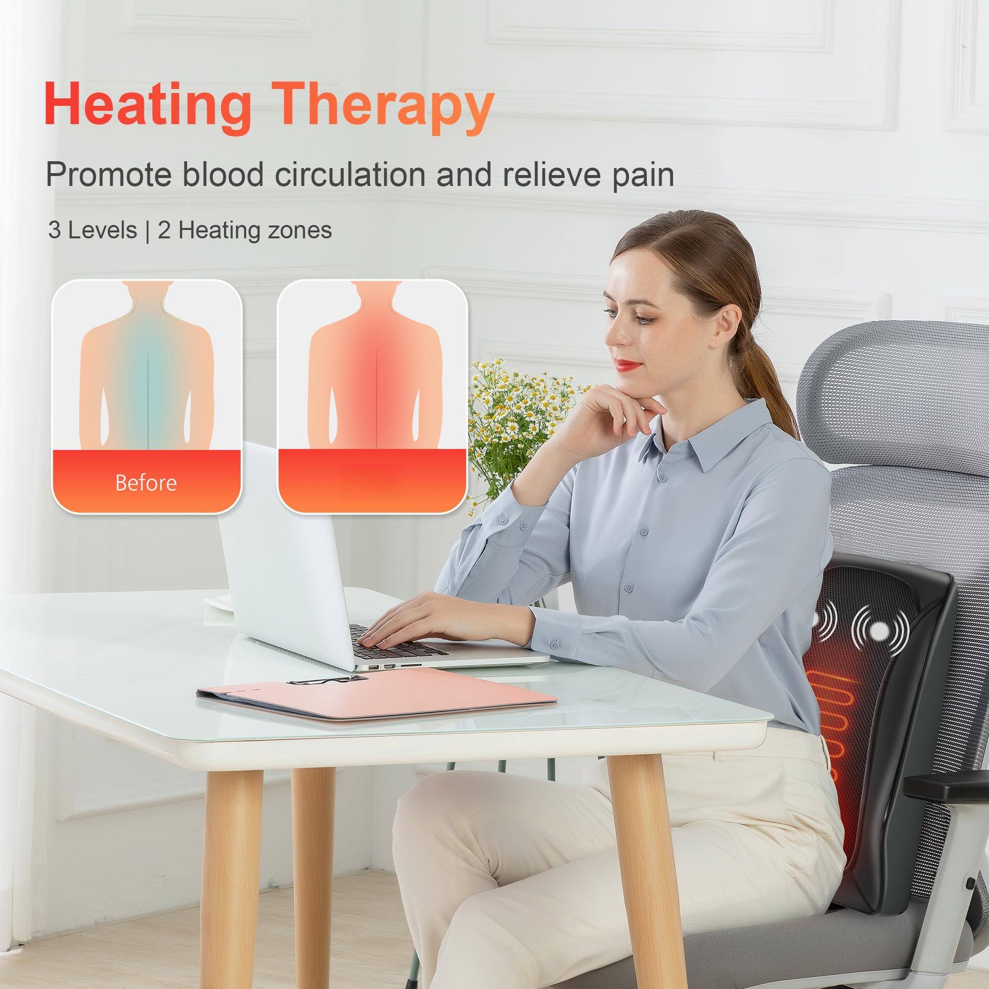Heating Therapy  
Promote blood circulation and relieve pain  
3 Levels | 2 Heating zones  
Before